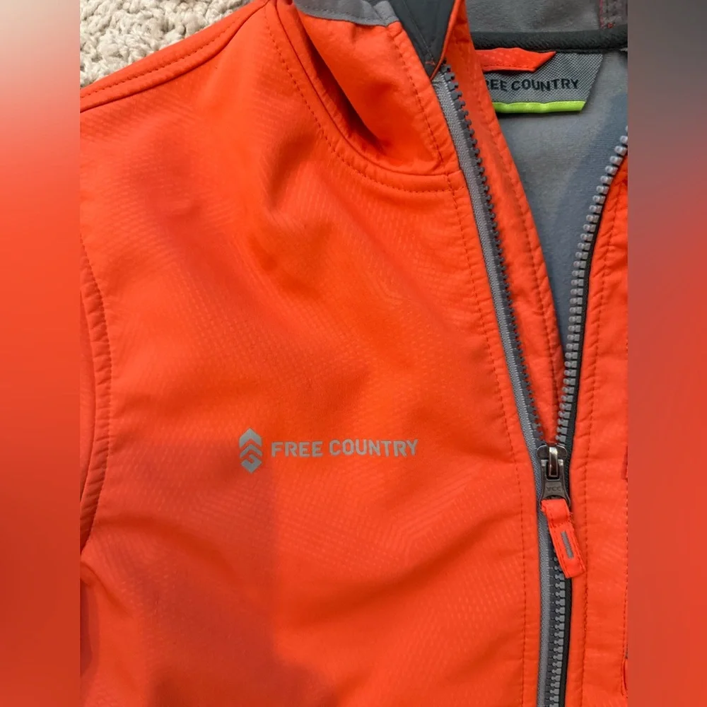 Free Country SZ XXL 14-16 boys orange/grey hooded jacket. Like new